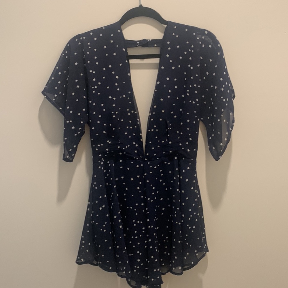 Star deep V shirts romper